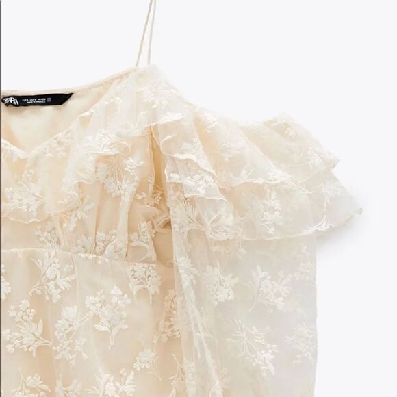 ZARA EMBROIDERED RUFFLED BLOUSE  - Picture 11 of 11